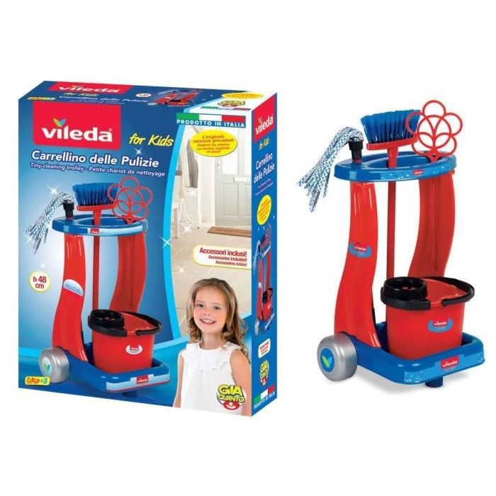 Vileda for Kids, carrellino delle pulizie giocattolo 48 cm