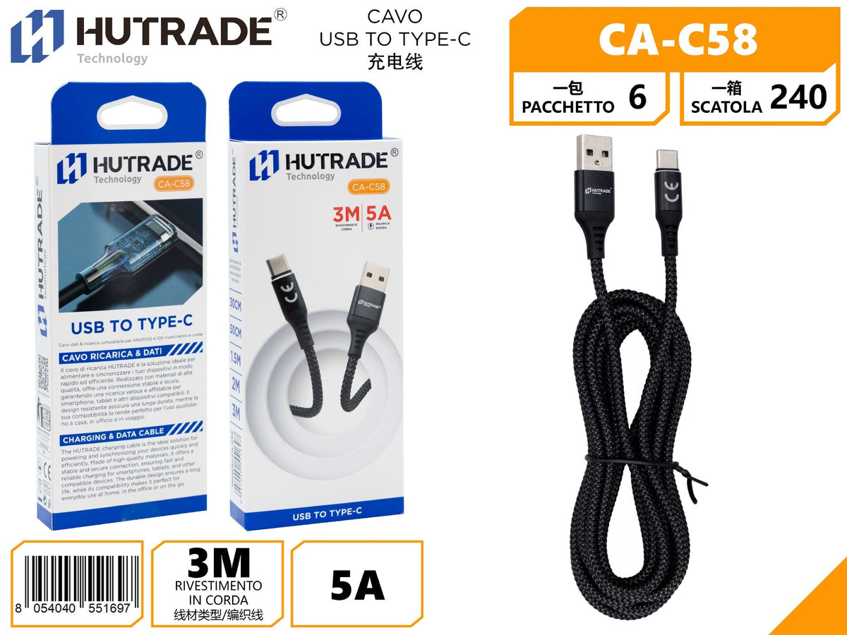 CA-C58 CAVO TYPE-C 3 METRI 5A