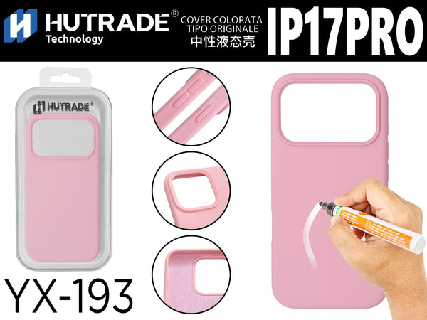 YX-193 COVER COLORATA IN GOMMA IP17PRO/IP18PRO ROSA
