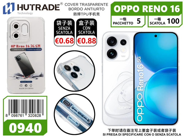 0940 COVER TRASPARENTE TPU BORDI RINFORZATI ANTIURTO OPPO RENO 16