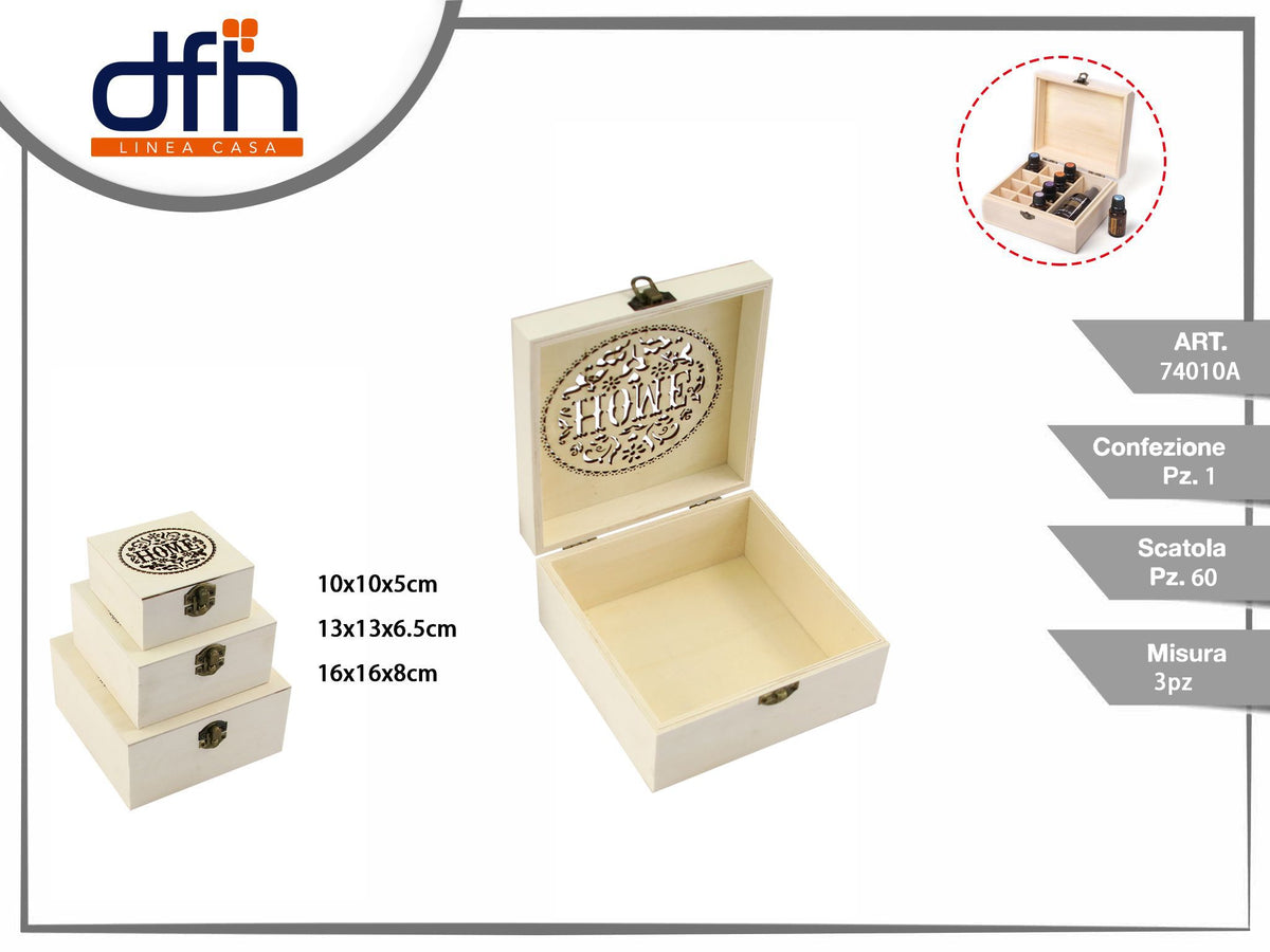 SCATOLA DI LEGNO 3 pz