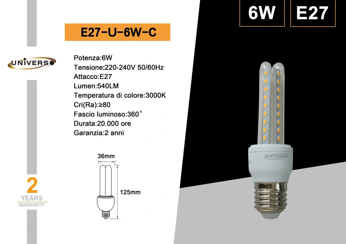 Lampadina LED Universo – E27-U-6W-C