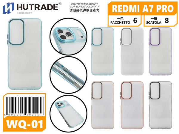 WQ-01 COVER TRASPARENTE CON BORDO COLORATA REDMI A7 PRO