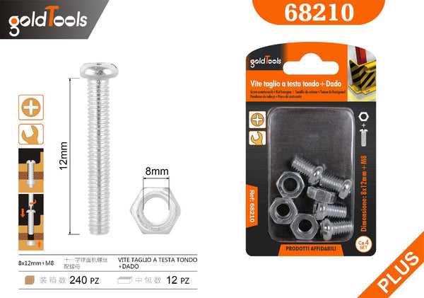 Viti a testa tonda con dadi GoldTools