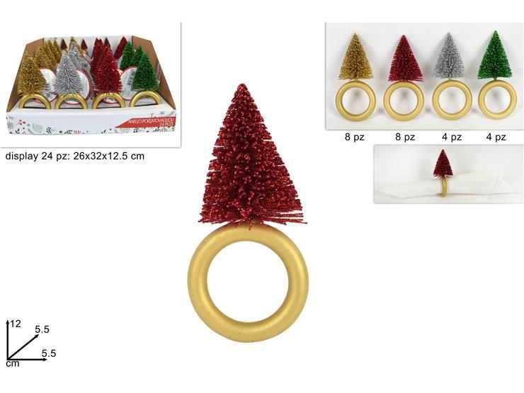 Anello portatovaglioli albero di natale glitt ass. 210154/ass