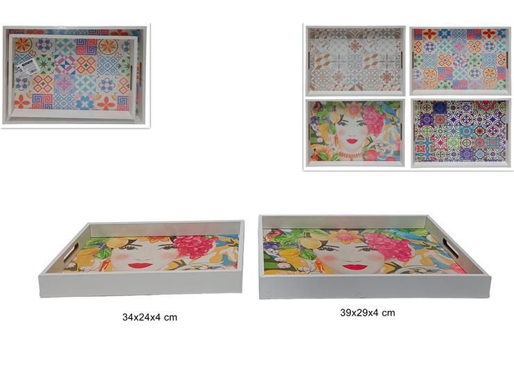 Vassoi set 2 misure decorato ass ev-012-a