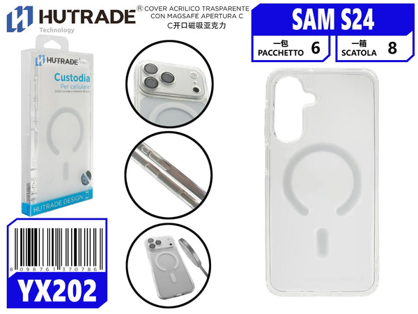 YX-202 COVER ACRILICO TRASPARENTE CON MAGSAFE APERTURA C SAM S24