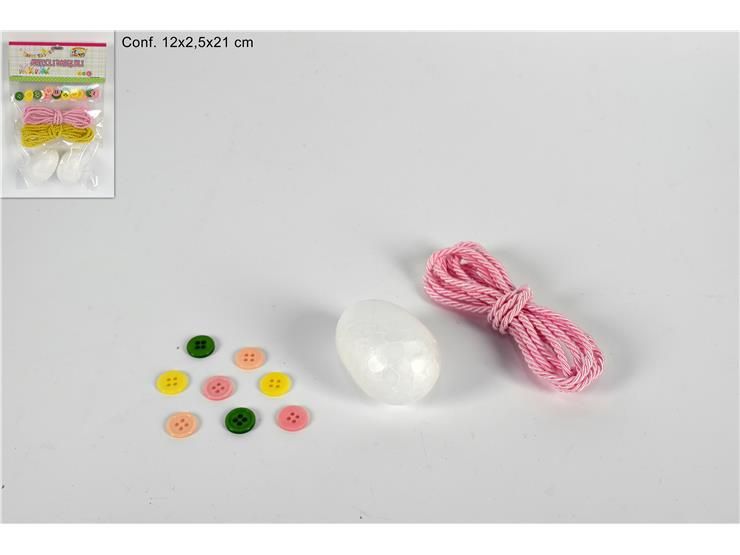 Set decorazione uova polistirolo cordoncino bottoni col ass se17027