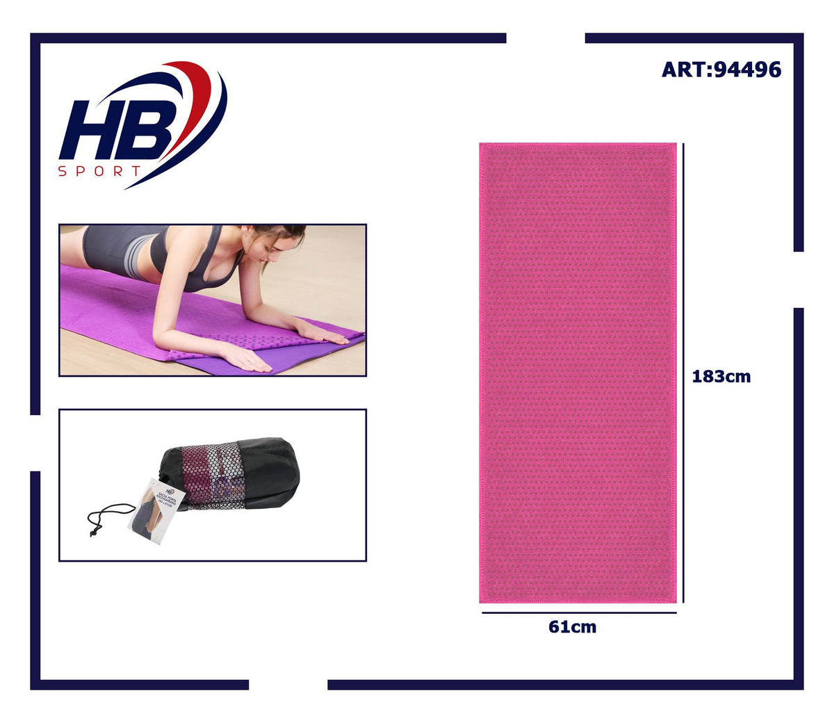 ASCIUGAMANO ANTISCIVOLO PER YOGA 183×61 cm