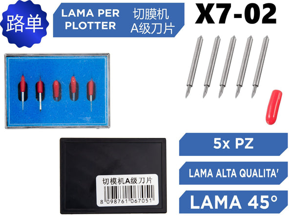 Confezione di 5 lame di grado A per plotter X7