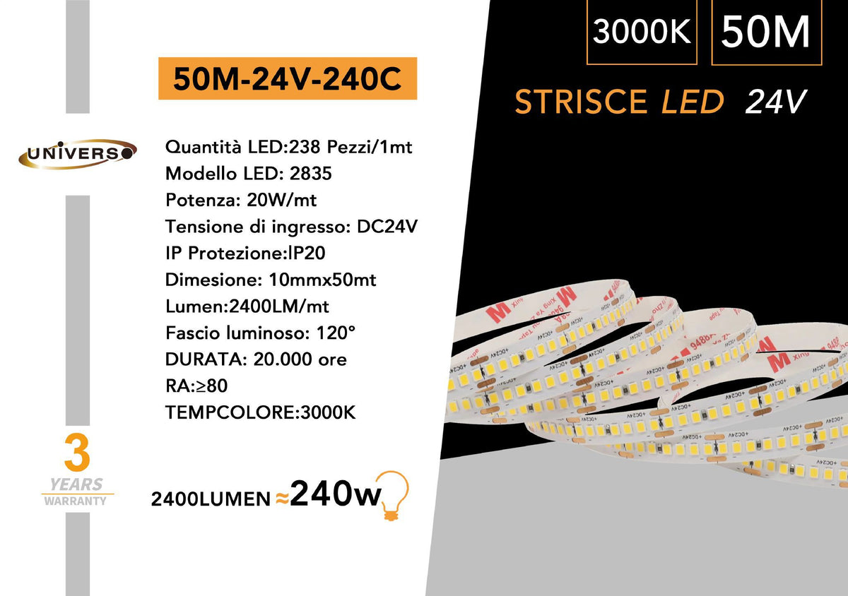 Striscia LED – 50M-24V-240C / 50M-24V-240N