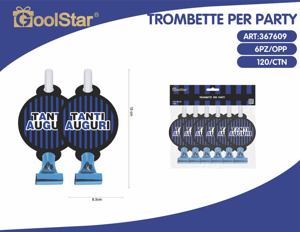 Accessori festa trombetta blu nero