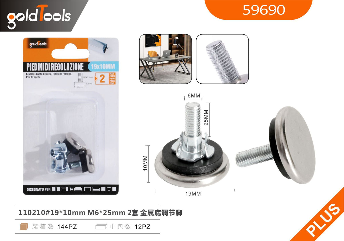 Piedi per mobili 19×10mm, 25mm – art. 59690