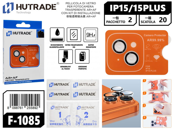 PELLICOLA DI VETRO PER FOTOCAMERA TRASPERENTE AR+AF CON KIT DI INSTALLAZIONE IP15/15PLUS