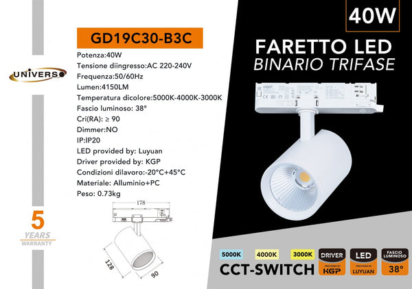 Faretto Trifase Universo – GD19C30-B3C