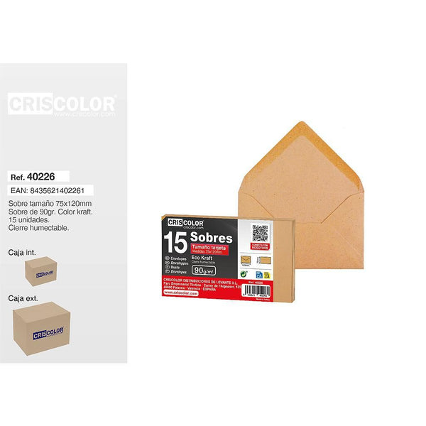 Buste in cartoncino 75 × 120 mm da 15 pezzi