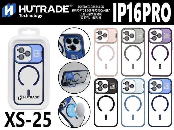 XS-25 COVER TRASPARENTE BORDO COLORATA MAGSAFE CON SUPPORTO IP16 PRO