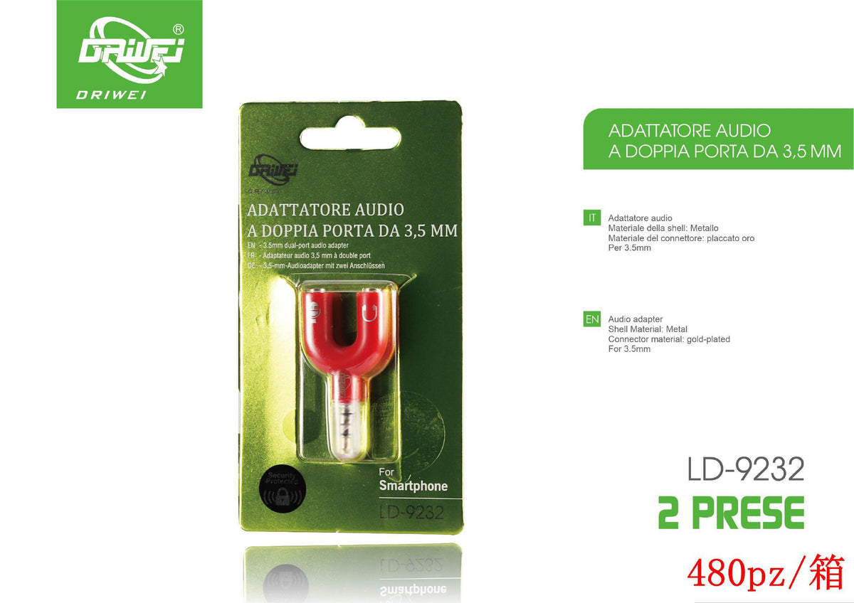 Adattatore audio LD-9232, 3,5 mm, colorato