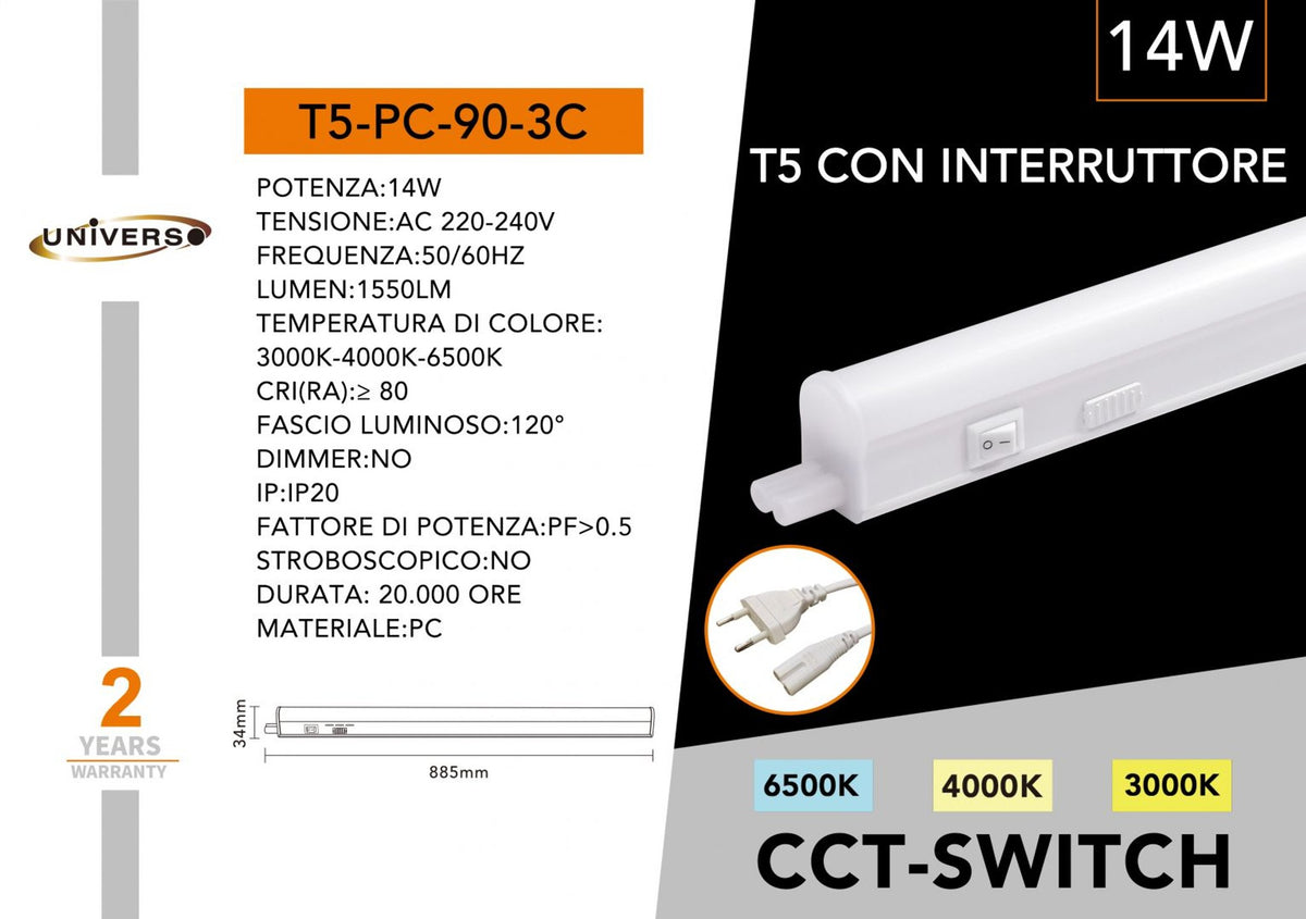 Supporto di montaggio per illuminazione – T5-PC-90-3C