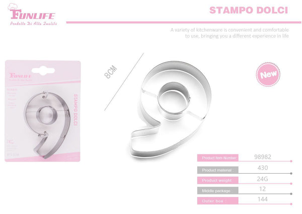 Stampo per biscotti a forma di numero 9