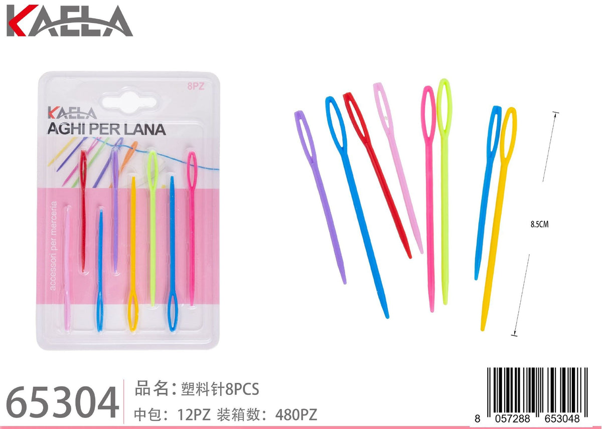 Aghi in plastica per lana, confezione da 8 pezzi