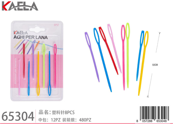 Aghi in plastica per lana, confezione da 8 pezzi