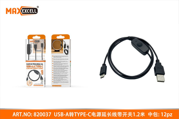 Cavo di Prolunga da USB-A a USB-C con Interruttore