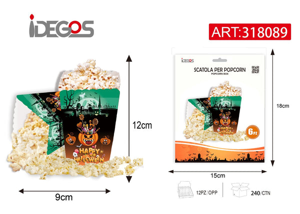 Contenitori In Carta Per Popcorn Halloween 6pz