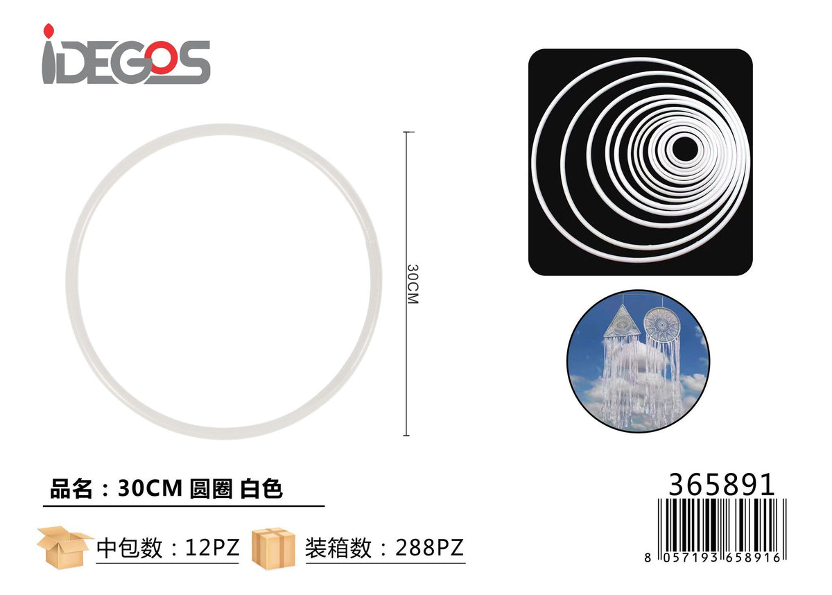 Cerchio decorativo in plastica bianca