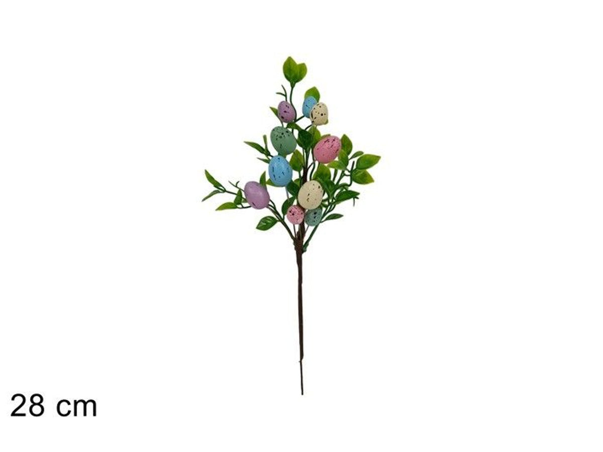Stelo decorativo pasquale con uova colorate, 28 cm