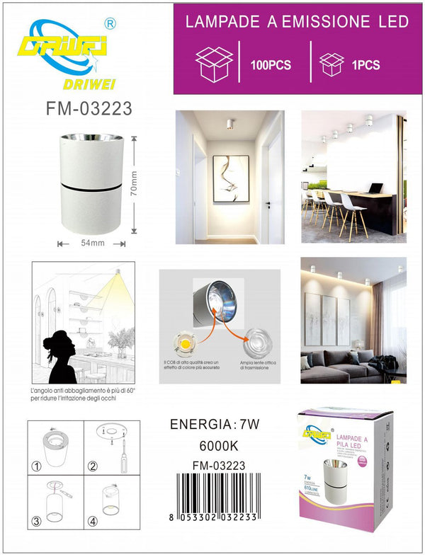 Faretto a montaggio superficiale — 7 W