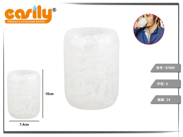 Bicchiere bagno in resina effetto marmorizzato