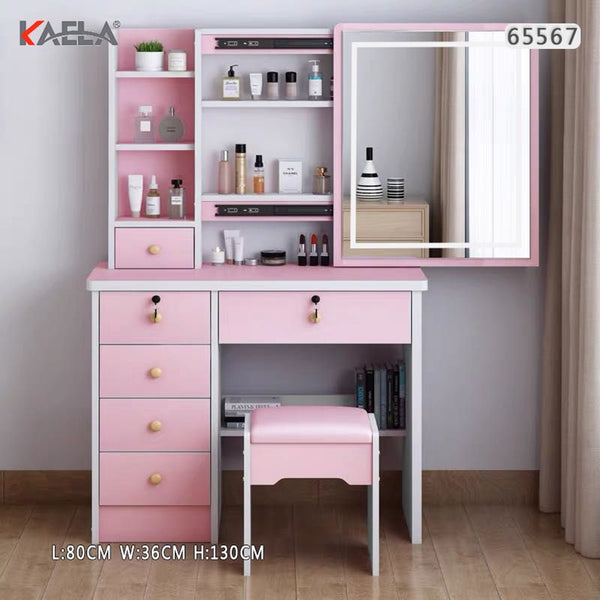 Armadietto A8 rosa con luce, 80 cm