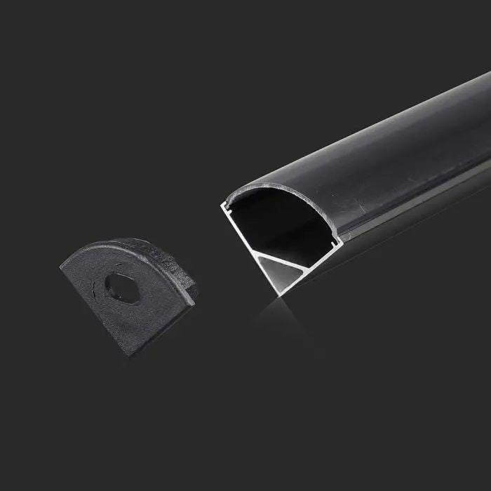 Profilo angolare nero con diffusore per strisce LED da 2 m