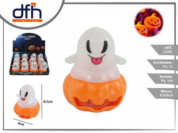 Decorazione luminosa Halloween con fantasma e zucca, 8,5 × 6 cm
