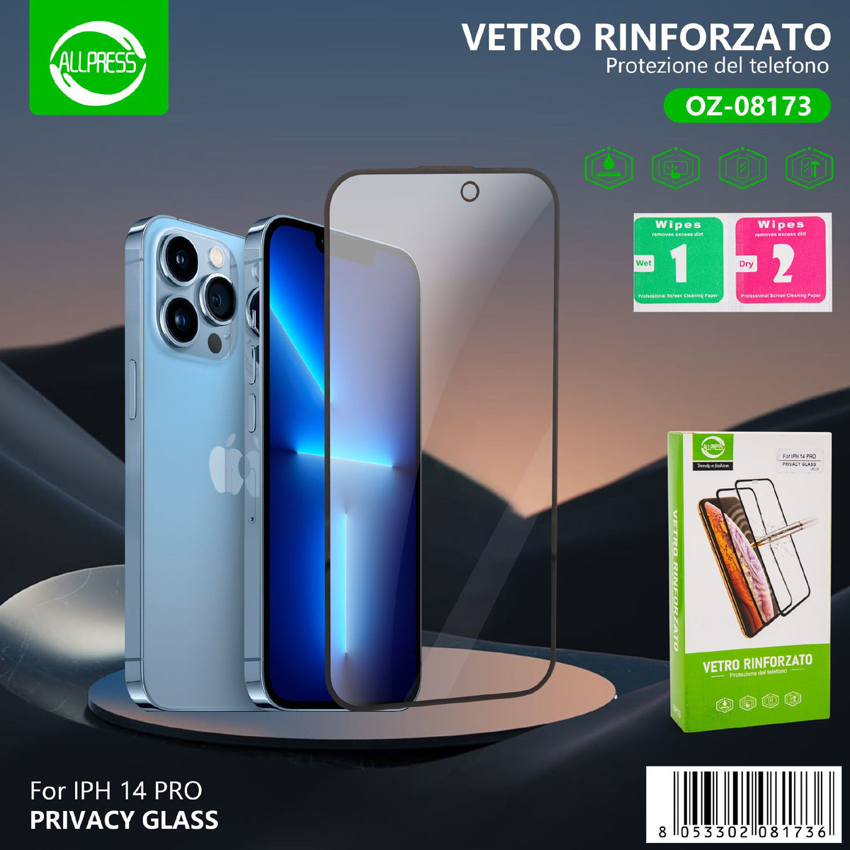 Vetro protettivo per iPhone 14 Pro