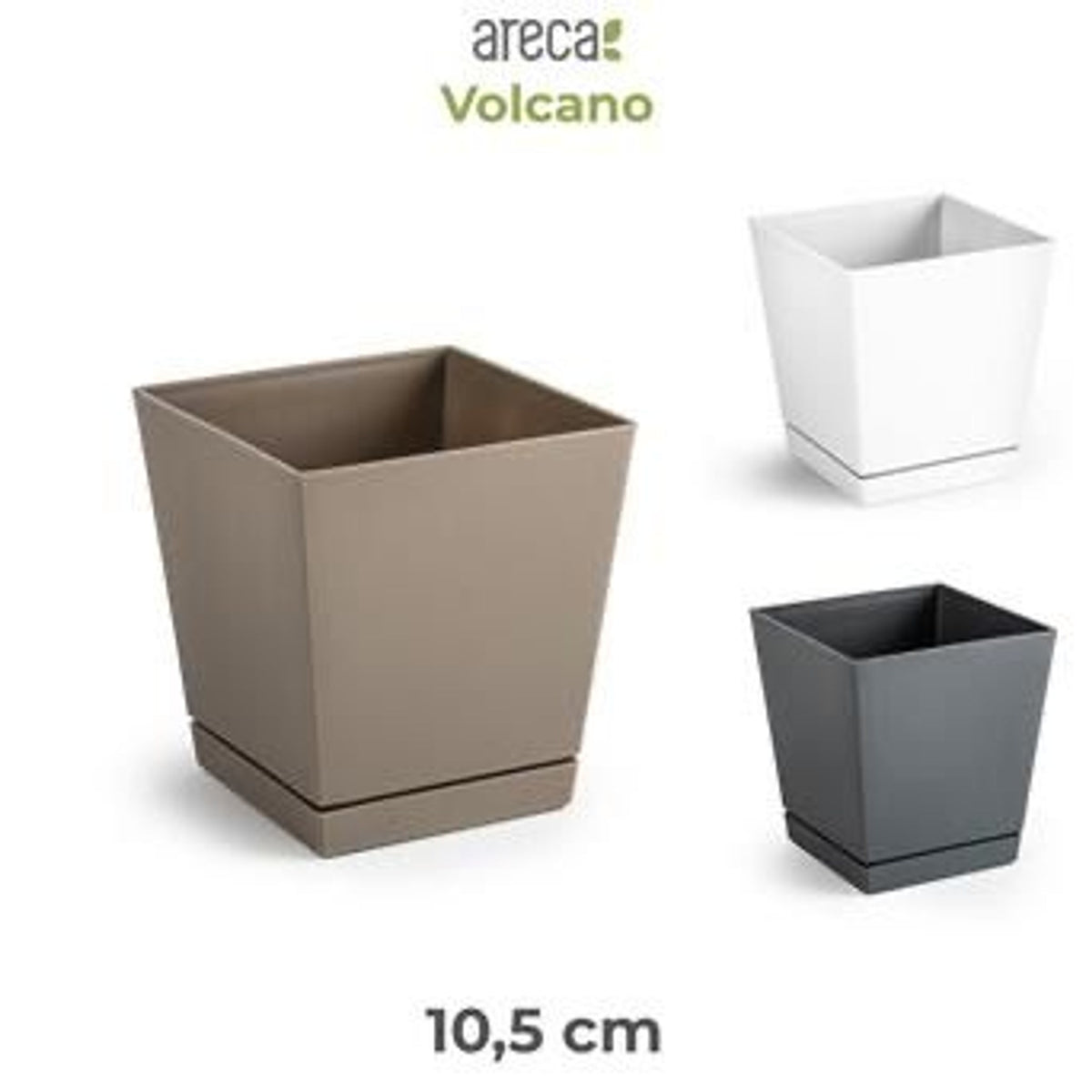 VASO QUADRATO VOLCANO PLASTICA ARECA 10.5CM 10.5X10.5X11.5CM