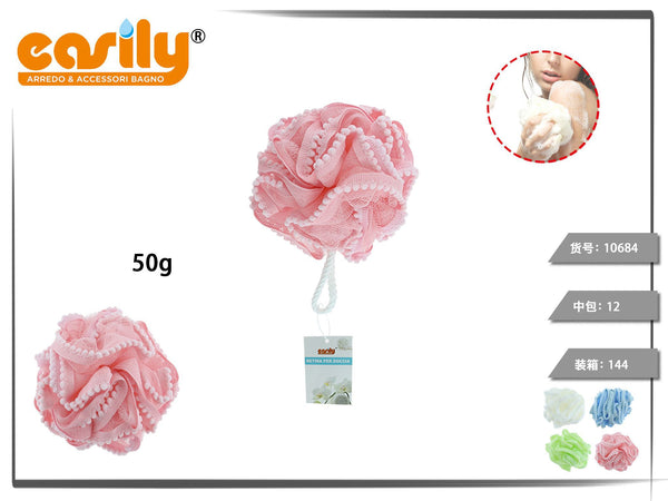 Retina per doccia con bordo a piccoli pompon, 50 g