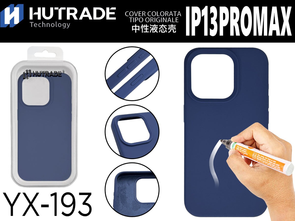 YX-193 COVER COLORATA IN GOMMA IP13PROMAX BLU SCURO