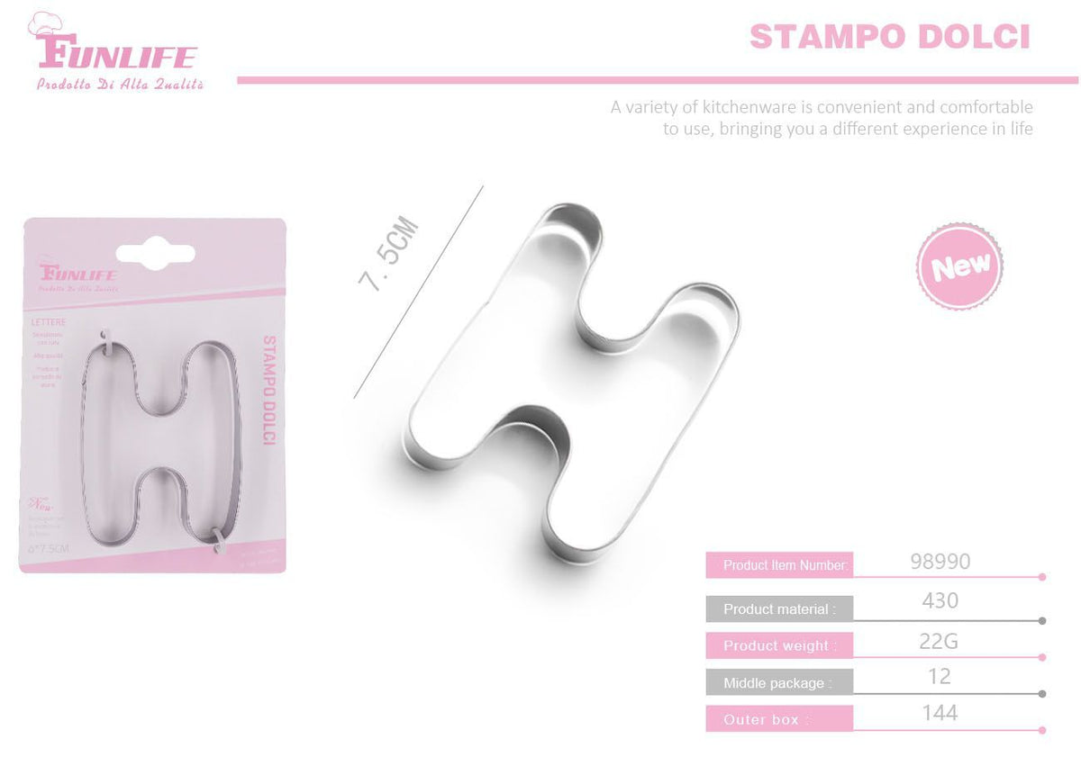 Stampo per biscotti a forma di lettera H