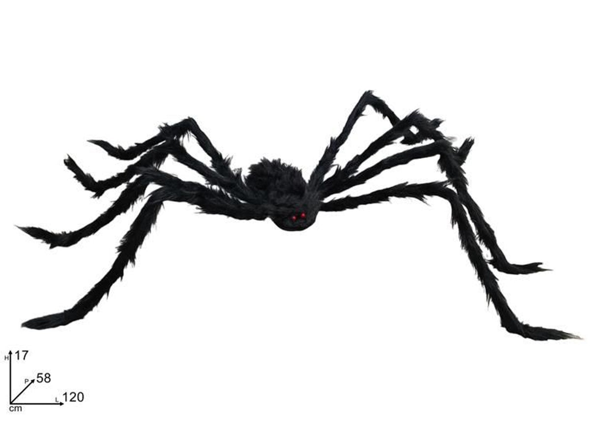 Ragno nero decorativo per Halloween, 120 × 58 × 17 cm