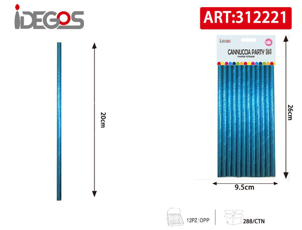 Cannucce in carta blu metallizzato