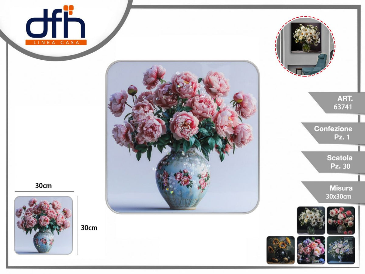 Quadro decorativo con composizioni floreali, 30 × 30 cm