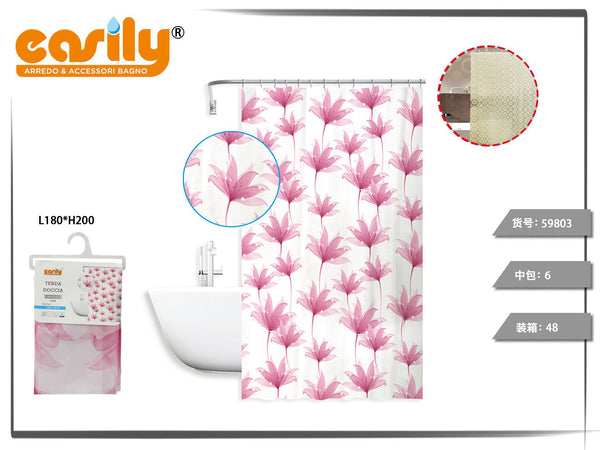 Tende doccia in PEVA con grandi fiori rosa