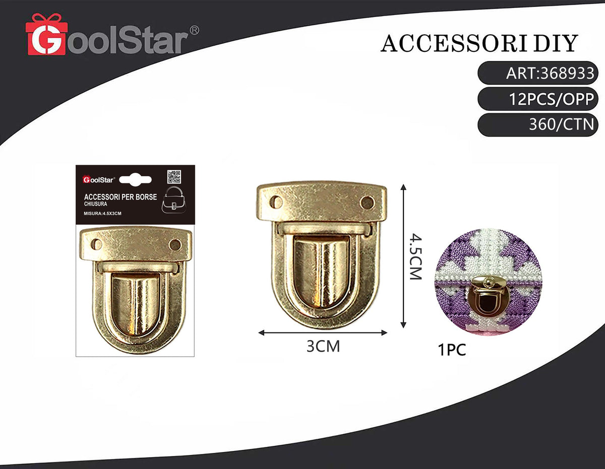 Chiusura GoolStar A013 per borse 4,5 x 3 cm, 1 pezzo
