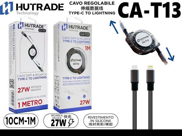 CA-T13 CAVO RETRATILE TYPE-C TO LIGHTNING 1METRO 27W