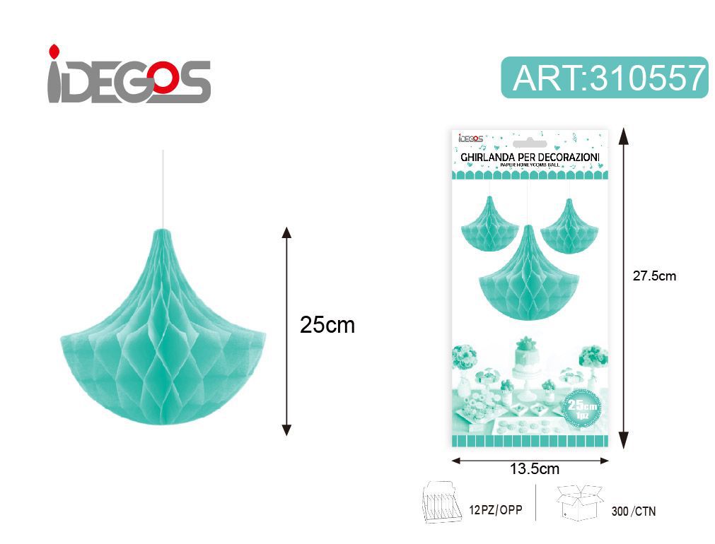 Decorazione in carta a nido d’ape, goccia, Tiffany