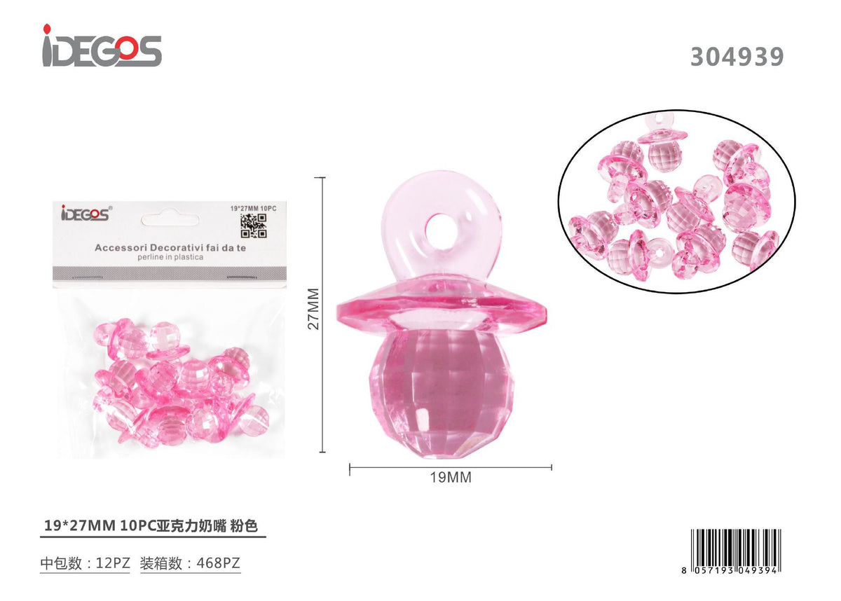 Set di 10 decorazioni per nascita in acrilico, 19 x 27 mm