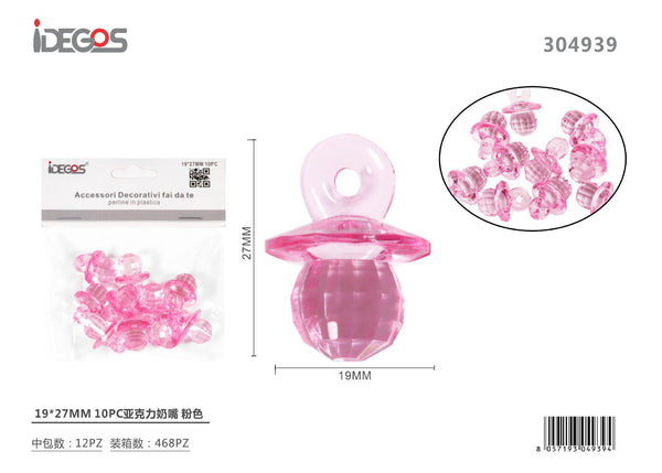 Set di 10 decorazioni per nascita in acrilico, 19 x 27 mm