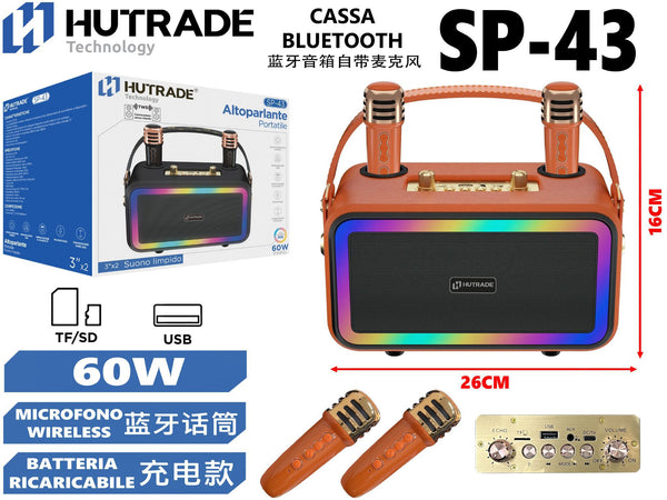 SP-43 CASSA BLUETOOTH CON MICROFONO /FM DA 10*2 60W ARANCIONE